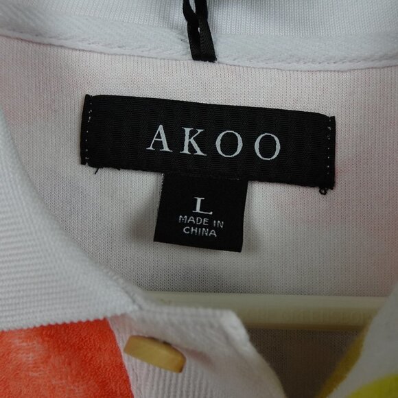 Akoo Polo Shirt Men's Size L Multicolor Print Fox Logo - Picture 4 of 10